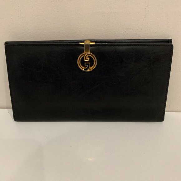 Gucci Black Bifold Long Wallet Sku#84285 (Gently used) - Picture 1 of 10